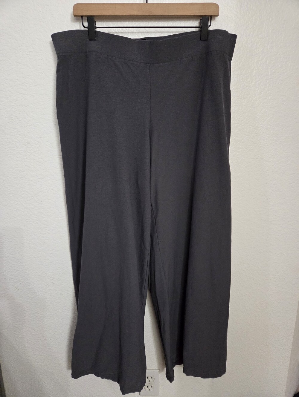 Eileen Fisher Wide-Leg Pull-On Pants Women's Size Xlarge Gray